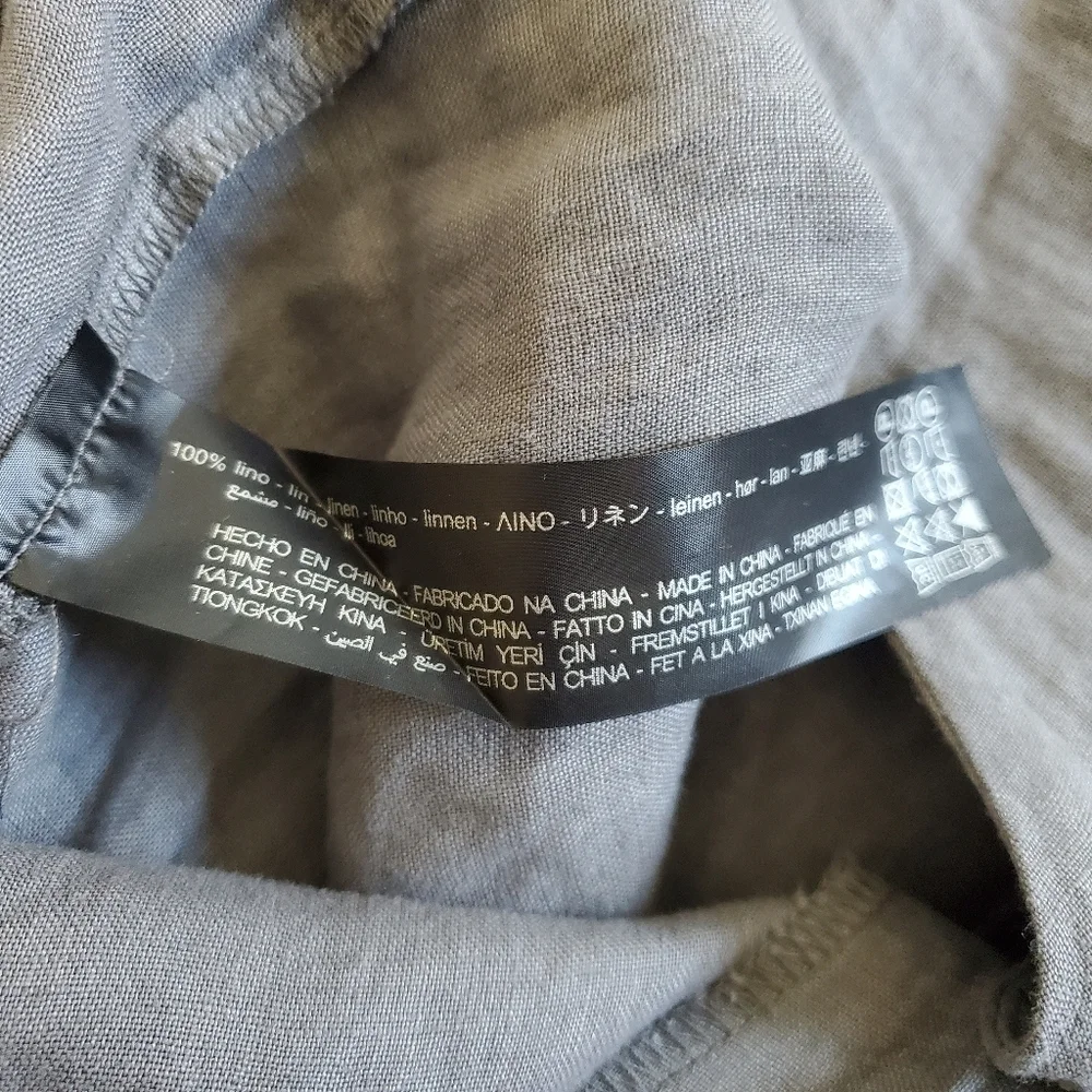 Zara 100% Linen Front Pocket Grey Boiler Jumpsuit  Onesie NWT Size Small